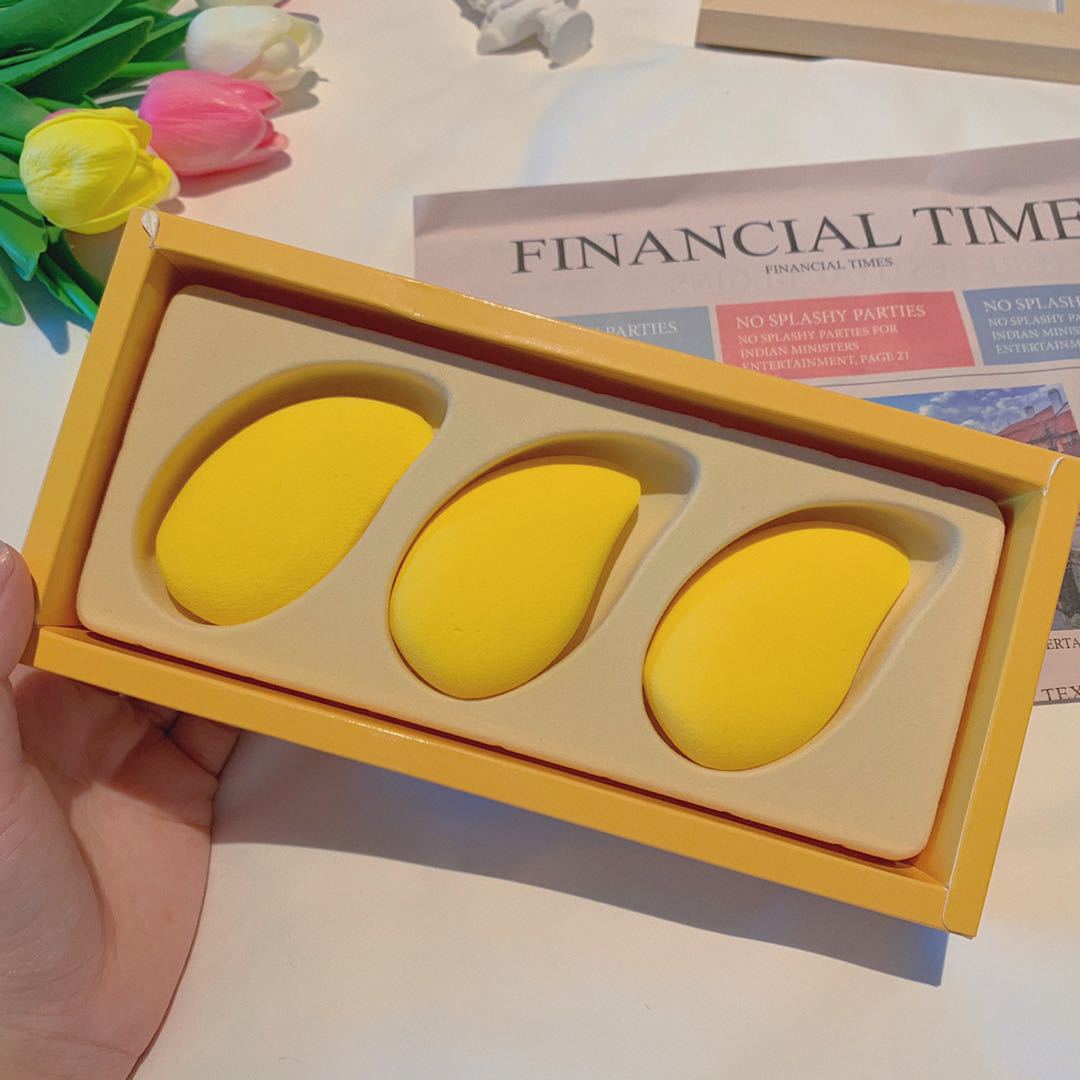 Douyin Hot Selling Small Mango Beauty Egg Non-latex Fruit Makeup Egg Dry And Wet Do Not Eat Powder With Super Soft Puff