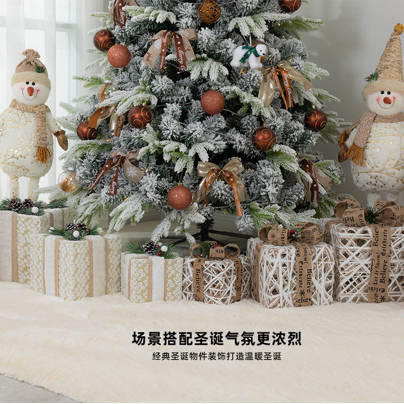 Christmas luminous gift box stack, holiday decoration, window display, scene with decorations