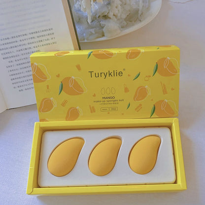 Douyin Hot Selling Small Mango Beauty Egg Non-latex Fruit Makeup Egg Dry And Wet Do Not Eat Powder With Super Soft Puff