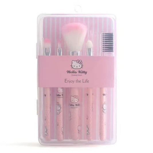 Kitty Makeup Brush 5 Pack Set Pink Girl Heart Plastic Box Beauty Supplies Tool Brush Full Set