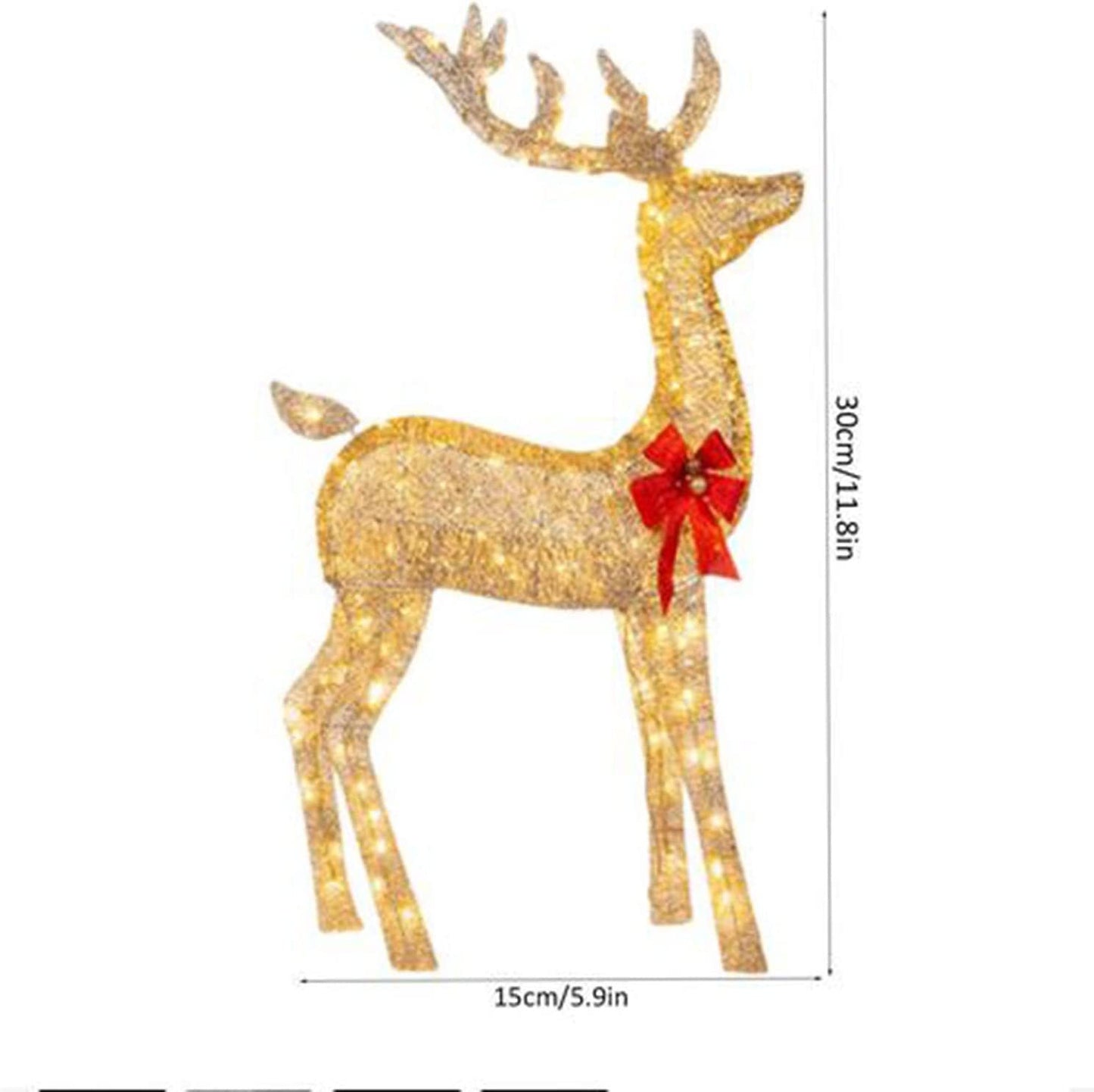 The Christmas Deer Lit In The Creative Yard, The Decorations With LED Lights Inserted In The Garden, The Lawn, The Courtyard