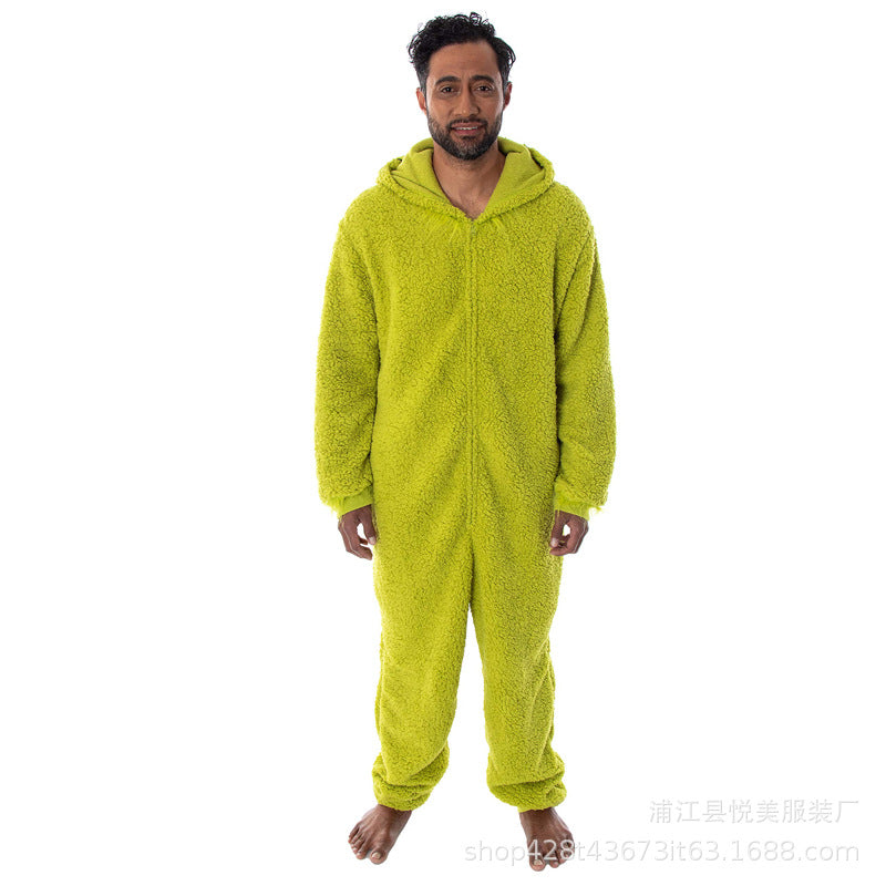 Christmas European And American Green Hair Monster Grinch Dress Up Family Parent-child Dress Monster Dress Up Pajamas Pajamas Pajamas