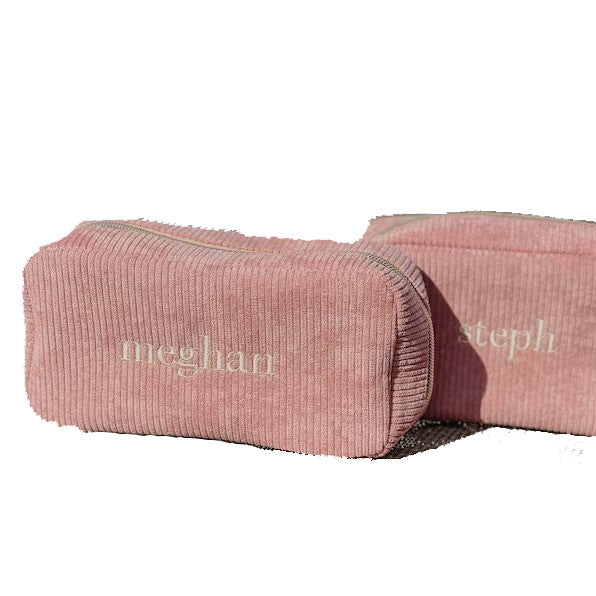 Embroidered Corduroy Portable Clutch Large Capacity Cosmetic Bag