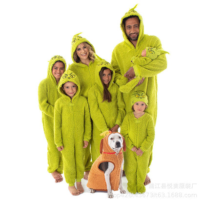 Christmas European And American Green Hair Monster Grinch Dress Up Family Parent-child Dress Monster Dress Up Pajamas Pajamas Pajamas