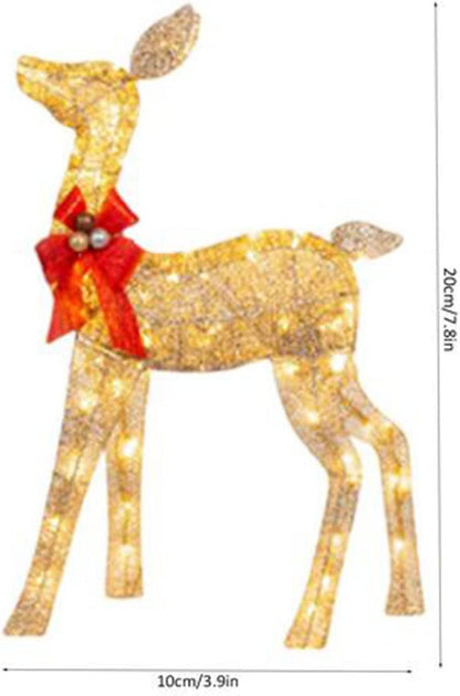 The Christmas Deer Lit In The Creative Yard, The Decorations With LED Lights Inserted In The Garden, The Lawn, The Courtyard