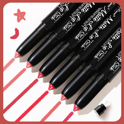 Lipstick Pen Matte Velvet Matte Face Women Lipstick Pen Bean Paste Rose With Pencil Sharpener Automatic Lip Liner