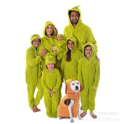 Christmas European And American Green Hair Monster Grinch Dress Up Family Parent-child Dress Monster Dress Up Pajamas Pajamas Pajamas