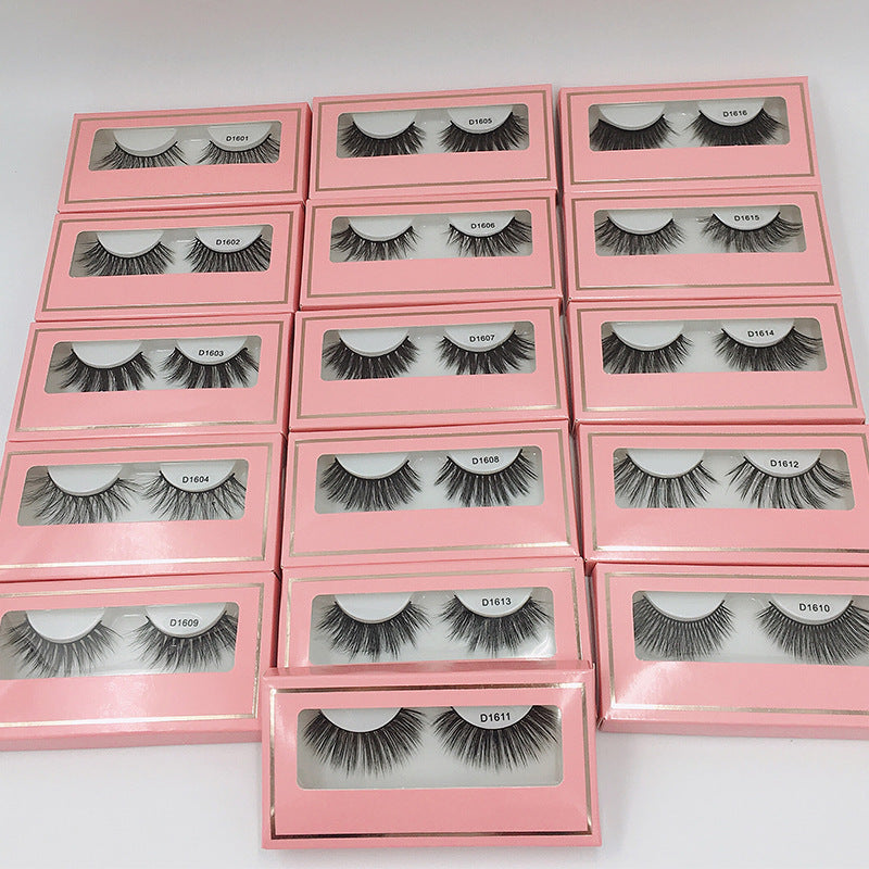 Cross-border Explosions 1 Pair Of High-grade Pink Boxed Thick Chemical Fiber False Eyelashes Eyelashes Natural Nude Makeup Eyelashes