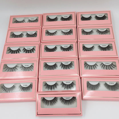 Cross-border Explosions 1 Pair Of High-grade Pink Boxed Thick Chemical Fiber False Eyelashes Eyelashes Natural Nude Makeup Eyelashes