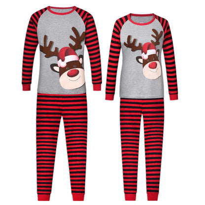 In Stock 2022 Amazon Autumn And Winter Home Clothes Pajamas European And American Christmas Print Long-sleeved Casual Parent-child Suit