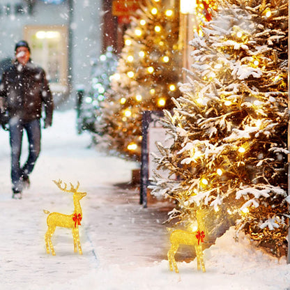 The Christmas Deer Lit In The Creative Yard, The Decorations With LED Lights Inserted In The Garden, The Lawn, The Courtyard