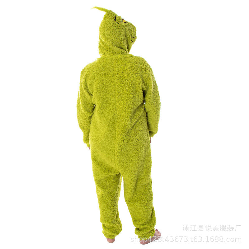 Christmas European And American Green Hair Monster Grinch Dress Up Family Parent-child Dress Monster Dress Up Pajamas Pajamas Pajamas