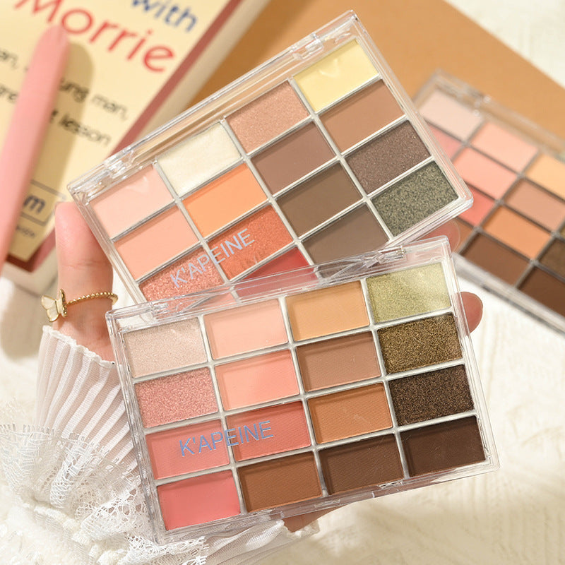 Capel Loves 16-color Eye Shadow Plate Low Saturated Pearlescent Matte Lying Silkworm Brightening Powder Brown Earth Color Eye Shadow