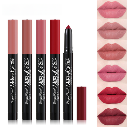 Lipstick Pen Matte Velvet Matte Face Women Lipstick Pen Bean Paste Rose With Pencil Sharpener Automatic Lip Liner