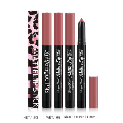 Lipstick Pen Matte Velvet Matte Face Women Lipstick Pen Bean Paste Rose With Pencil Sharpener Automatic Lip Liner